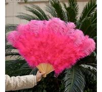 Ventaglio pieghevole da 1/2 pezzi in piume di struzzo bianche naturali per 13 grandi ventagli pieghevoli da tenere in mano, 90-130 cm, per artigianato, carnevale, matrimonio, palcoscenico, danza, de
