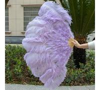 Ventaglio pieghevole da 1/2 pezzi in piume di struzzo bianche naturali per ventaglio pieghevole da 13 ossa, grande, da 90-130 cm, per artigianato, carnevale, matrimonio, palcoscenico, danza, decoraz
