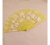 Ventaglio pieghevole da ballo in pizzo, retrò ed elegante, da donna, multicolore, decorativo, accessorio pieghevole(Yellow Rose)
