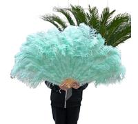 Ventaglio pieghevole da donna, grande e soffice piuma, pieghevole, a mano, per danza, vari stili, per feste e spettacoli. (Mint Green,100 cm)