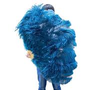 Ventaglio pieghevole da donna, grande e soffice piuma, pieghevole, a mano, per danza, vari stili, per feste e spettacoli. (blu, 100 cm)