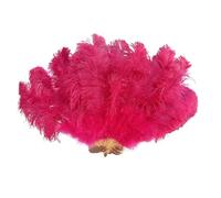 Ventaglio pieghevole da donna, grande ventaglio in piuma di struzzo, marabù, caffè, stile vintage, pieghevole, per costume, danza, spettacolo, scena, festa, matrimonio, decorazione (Red1,100 cm 130 cm