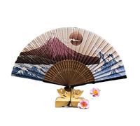ventaglio pieghevole da donna, Ventaglio pieghevole in bambù di seta con nappa for la decorazione domestica, regalo danza, diametro 40 cm(Style 1)