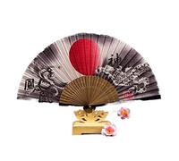 ventaglio pieghevole da donna, Ventaglio pieghevole in bambù di seta con nappa for la decorazione domestica, regalo danza, diametro 40 cm(Style 2)