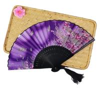 ventaglio pieghevole da donna, Ventaglio pieghevole in stoffa di bambù giapponese cinese da 21 cm for la decorazione della casa ballo(23)