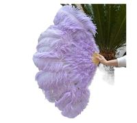 Ventaglio pieghevole di piume, ventaglio di piume di struzzo rosa a 13 ossa per danza del ventre, ideale per feste di Halloween, matrimoni e palcoscenici, ventaglio di piume pieghevoli (viola chiaro