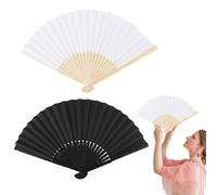 Ventaglio pieghevole estivo, 2 scomparti pieghevoli, colore nero/bianco, scomparti pieghevoli, piccoli ventagli orientali, fan cinesi di Kung Fu per feste estive