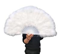 ventaglio Pieghevole Grande ventaglio da Donna con Piume piegate Ventagli Fatti a Mano per esibizioni di Danza Decorazione di Nozze (70 * 40 cm) Palmare