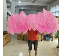 Ventaglio pieghevole in piume di struzzo bianche con 13 ossa, 130 cm, per spettacoli di carnevale, ballerini, accessori, ventaglio pieghevole in piume di struzzo soffici, rosa, grande, 2 pezzi