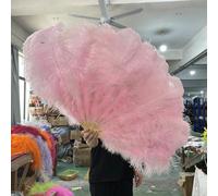 Ventaglio pieghevole in piume di struzzo da 130 cm, per fotografia, spettacoli teatrali, danza, decorazioni per feste di nozze, accessori per cucire, 24 colori, rosa chiaro, piccolo ventaglio, 1 pai