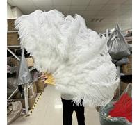 Ventaglio pieghevole in piume di struzzo da 130 cm, per fotografia, spettacoli teatrali, danza, decorazioni per feste di nozze, accessori per cucire, 12 pezzi, bianco, grande ventaglio 1 pezzo
