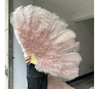 Ventaglio pieghevole in piume di struzzo da 130 cm, per fotografia, spettacoli teatrali, danza, decorazioni per feste di nozze, accessori per cucire, 25 colori, rosa in pelle, piccolo ventaglio, 1 p