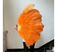 Ventaglio pieghevole in piume di struzzo da 130 cm, per fotografia, spettacoli teatrali, danza, decorazioni per feste di nozze, accessori per cucire, 11 colori arancioni, 1 paio (due)