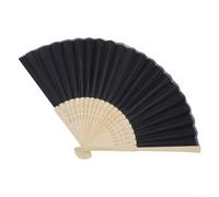 Ventaglio pieghevole in seta con nervature in legno per gli appassionati della cultura dell'Asia orientale, compagnie di danza, musei, negozi o venditori di festival (nero)