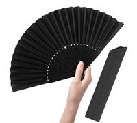 Ventaglio pieghevole nero, 20,8 cm, scomparti cinesi, pieghevole da donna e nylon spagnolo per danza, scomparti pieghevoli in tessuto retrò per tai chi e kung fu
