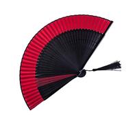 Ventaglio Pieghevole,Panno Nero Rosso Grandi Ventagli Palmari Pieghevoli Regali di Nozze per Feste Danzanti Cinesi Cinesi Decorazioni Fai da Te Decorazioni per La Casa Portatile