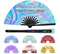 Ventaglio Pieghevole Personalizzato con Foto/Testo/Logo in Legno e Tessuto per Spettacoli, Feste, Matrimoni, Decorazioni