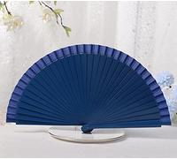 Ventaglio pieghevole portatile, 2 pezzi Ventaglio manuale in legno Ventagli pieghevoli vintage blu navy Grandi ventagli portatili Eleganti ventagli pieghevoli decorativi Ventagli cinesi fatti a mano per matrimoni danzanti