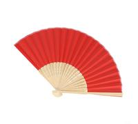 Ventaglio pieghevole portatile con dorso in seta e legno, per uso quotidiano, decorazione per cabine di festival, teatro o da appendere alla parete (rosso)