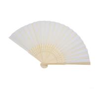 Ventaglio pieghevole portatile con dorso in seta e legno per uso quotidiano, decorazione per cabine di festival, teatro o da appendere alla parete (bianco)