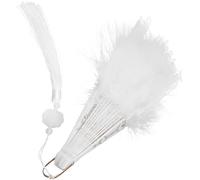 Ventaglio Pieghevole Ventaglio Portatile in Pizzo Vintage Piume Bianco in Pp e Metallo Design Delicato e Unico per Matrimonio, Accessorio per Balli e Fotografia