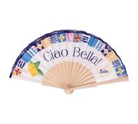 Ventaglio Pop Decorativo, Ciao Bella White, Design Mediterraneo con Limoni e Maioliche - VAR 55-12
