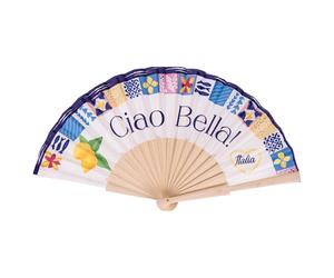 Ventaglio Pop Decorativo, Ciao Bella White, Design Mediterraneo con Limoni e Maioliche - VAR 55-12