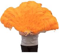 Ventaglio portatile con piume di struzzo, grande ventaglio pieghevole per danza, con 13 ossa, ideale per spettacoli, matrimoni ed eventi speciali