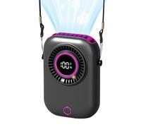 Ventaglio Portatile - Ventilatore Personale Manuale,Ventaglio da Collo Ricaricabile con 5 Velocità Display Digitale e Luce Ambientale per Palestra Scuola Sport Campeggio Escursionismo Interno Esterno