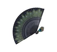 Ventaglio Spagnolo, Grande Ventaglio Verde, Ventaglio Matrimonio Ventaglio Da Borsetta Ventaglio Pieghevole Ossa Nere Bellissimo Modello di Pavone Ventaglio Antico in bambù