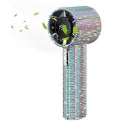 Ventaglio Tascabile, Con Cristalli Portatile, con Display LED e Ricaricabile per Uomo Donna Viaggio Escursionismo Campeggio Esterno