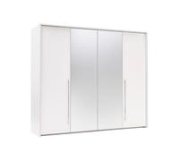 Vente-unique - Armadio 2 ante con specchio e LED L255 cm Bianco - INGINA