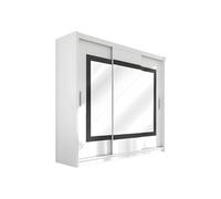 Vente-unique - Armadio 3 ante scorrevoli - con Specchio - L250 cm - Bianco - AUTLAN