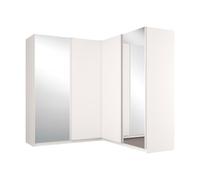 Vente-unique-Armadio ad angolo 4 ante - Con specchio - L211 cm - Bianco - LEDORMA