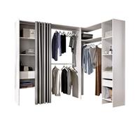 Vente-unique - Armadio Guardaroba angolare allungabile L164/214 cm Bianco e Grigio - GONTRAN