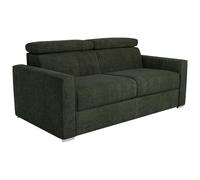 Vente-unique - Canapé 3 Places Convertible Express en Tissu Vert Sapin - Couchage 140 cm - Matelas 22 cm - Matelas 22 cm avec mémoire de Forme