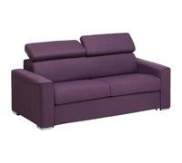 Vente-unique - Canapé 3 Places Convertible Express en Tissu Violet avec Assise mémoire de Forme - Couchage à Lattes Larges 140 cm - Matelas 14 cm