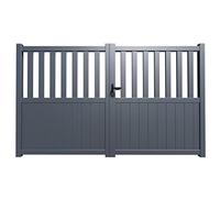 Vente-unique - Cancello battente in kit L343 x H140 cm Alluminio traforato Antracite - BARTOS