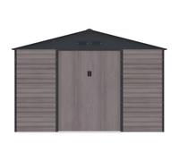 Vente-unique-Casetta da giardino 10,98 m² in Acciaio galvanizzato effetto legno Grigio - ADELMO
