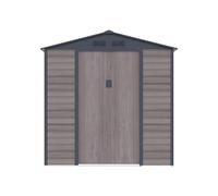 Vente-unique-Casetta da giardino 4,15 m² in Acciaio galvanizzato effetto legno Grigio - ADELMO