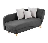 Vente-unique-Chaise longue letto con contenitore in Tessuto Antracite - Angolo a sinistra - PENELOPE