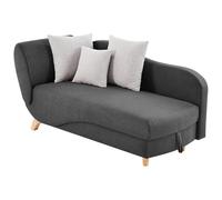 Vente-unique - Chaise longue letto con contenitore in Tessuto Antracite - Angolo a sinistra - PENELOPE