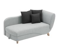 Vente-unique - Chaise longue letto con contenitore in Tessuto Grigio - Angolo a destra - PENELOPE