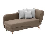 Vente-unique - Chaise longue letto con contenitore in Tessuto Marrone - Angolo a destra - PENELOPE