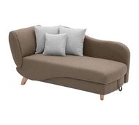 Vente-unique - Chaise longue letto con contenitore in Tessuto Marrone - Angolo a sinistra - PENELOPE