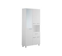 Vente-unique-Colonna per bagno con specchio su piede 180 cm Bianco - MINELA