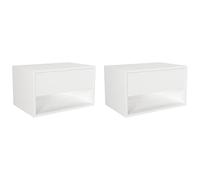 Vente-unique - Comodino Lotto di 2 Ritami - truciolato - bianco