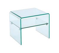 Vente-unique - Comodino Stileos - L 48cm x P 40cm x H 40cm - vetro temperato - trasparente