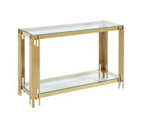 Vente-unique - Consolle in vetro temperato e acciaio inossidabile - Oro - NOMELANO