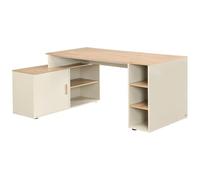 Vente-unique - Corner desk with storage - MDF - Beige and l - ROMIARA
